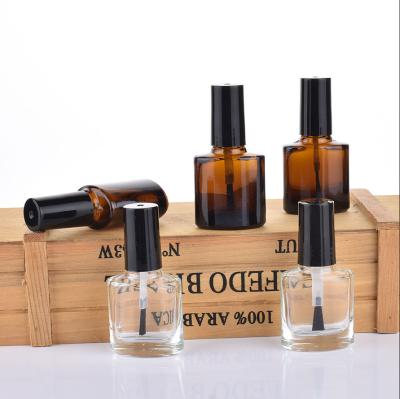 China Custom Empty Transparent Amber Gel Nail Polish Bottle 15mL Matte Black Color 7ml Black Color 7ml Personal Care Gel Polish Bottle With Caps And Brush for sale