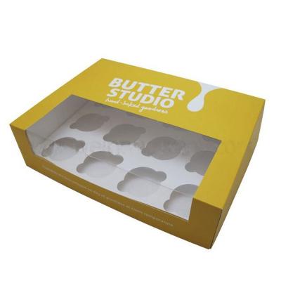 China Cheap Wholesale Custom Recycled Materials Cupcake Box With PVC Window for sale