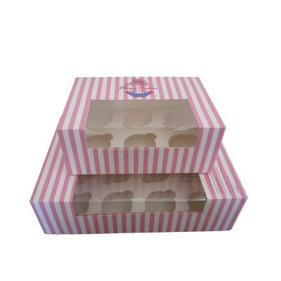 China Cheap Luxury Recycled Materials Cake Shop Paper Cupcake Box For Takeout Cake for sale