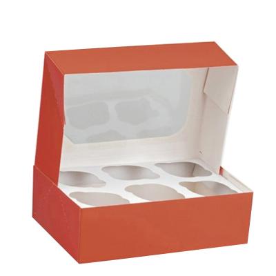 China Recycled Materials Cheap Printing Clear Pet Cupcake Boxes With Gold Bottom Cupcake Box for sale