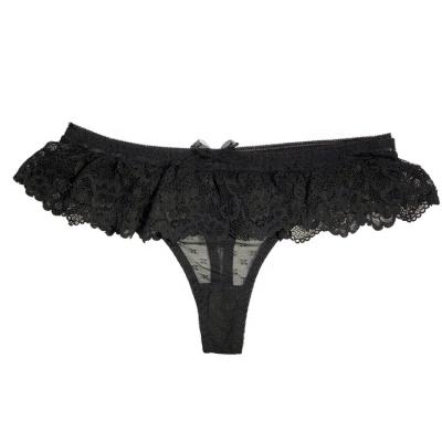 China Custom Made Elegant Sheer Thong Sexy Lace Lingerie Panties Women for sale