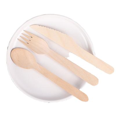 China Disposable Wood Knife Fork Food Spoon Biodegradable Wooden Cutlery Set for sale