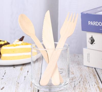 China Disposable Wood Knife Fork Food Spoon Biodegradable Wooden Cutlery Set for sale