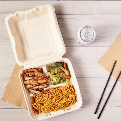 China Biodegradable Compostable Within 90 Days Manufacturer Wholesale Custom Biodegradable Sugarcane Bagasse Pulp Box Oval Meal Box With Lid for sale