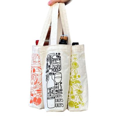 China 100% natural colors eco-friendly recycled cotton with your Logo Gift Canvas Wine Bag for single bottle for sale