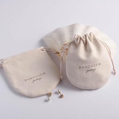 China Customized Pure Jewelry Cloth Drawstring Bag Cotton Cloth Jewelry Storage Necklace Moisture Proof Bag Printed Logo for sale