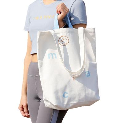 China Free Sample Foldable Canvas Embroidered Tote Bag With Pocket And Zipper Custom Logo Shoulder Bag For Lady Handbag for sale