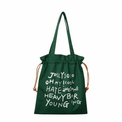 China Wholesale fashional handled young girl tote bag free designed letter canvas tote bag with strings for sale