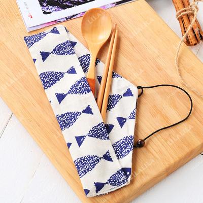 China Disposable Custom Free Design ECO Reusable 100% Cotton Cutlery Bag For Tableware Packing Knife And Fork Bag for sale