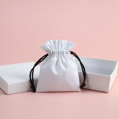 China White Soft and High Quality Personality Cotton Fabric Jewelry Drawstring Pouch Bag for Ring Storage for sale