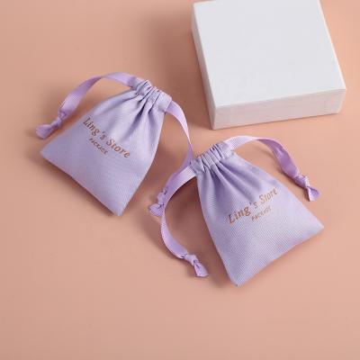 China Customs 9x12cm Soft and High Quality Promotional Logo Print Cotton Drawstring Bag Canvas Gift Packaging Pouch Customs for sale