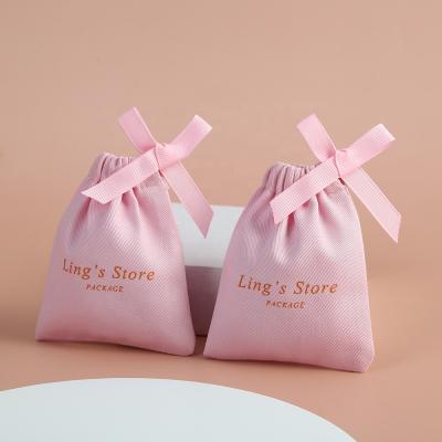 China Soft and High Quality Logo Printed Cotton Canvas Jewelry Custom Bag Small Canvas Gift Jewelry Pouch for sale