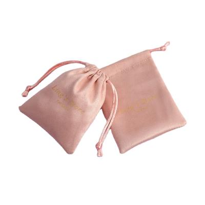 China High Quality Soft Pink 7x9cm Jewelry Pouch Velvet Bag Jewelry Cosmetic Bags Pouch With Logo for sale