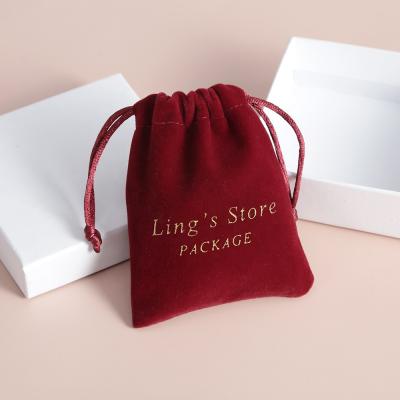 China Soft and High Quality Hot Sale Custom Logo Printed Drawstring Bag Cosmetic Package Velvet Suede Jewelry Pouch for sale