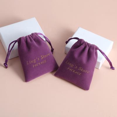 China Fashion Velvet Suede Jewelry Gift Pouch Soft And High Quality Drawstring Bags With Custom Logo Printed for sale