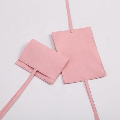 China Wholesale Soft And High Quality 8x8cm Pink Packaging Custom Small Suede Jewelry Pouch Bag Personalized Logo Bag for sale