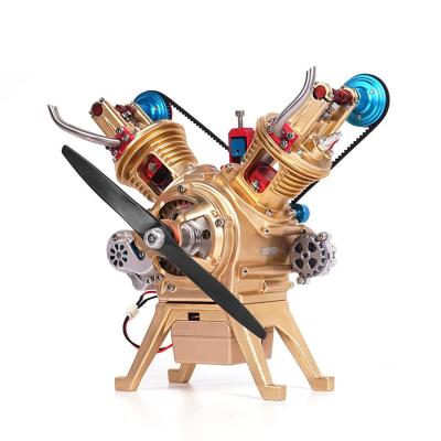 China Full Metal Teching Mini Manual Assembly V2 Double-cylinder Car Engine Model Toys Games For Children DIY Toy Set Science Educational Toy STEM Adults for sale