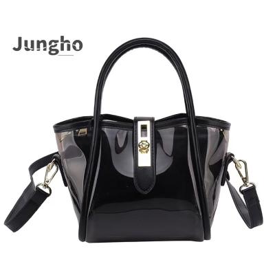 China Amazon Fashion Bestselling Design Clear Candy Color PU And PVC Handbag Cross - Body Bag for sale