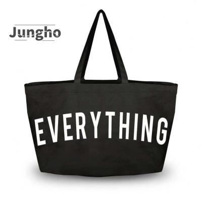 China Fashion Eco-friendly Cotton Canvas Big Letter Tote Bag Reusable Shopping Life Supermarket Beach Canvas Bag for sale