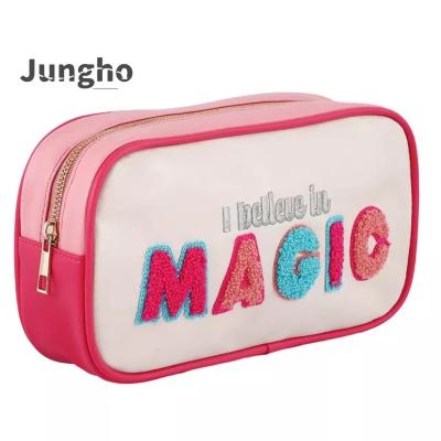 China Hot Selling PU Amazone Travel Capacity PU Bag Cosmetic Bag Wholesale Waterproof Leather Embroidery Towel Cloth Bag for sale