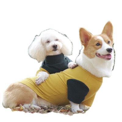 China Sustainable Simple Style Contrasted Color Cotton Knit Dog Jumper for sale