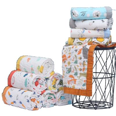 China Cotton Crepe Anti-static Cute Printing 100% Cotton Multi Use Baby Blanket for sale