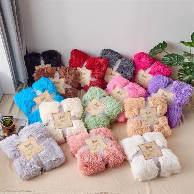 China PORTABLE Hot Sale Different Color Super Soft Fluffy Throw Blanket for sale