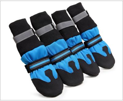 China Fashion Color Fabric Viable Waterproof Thoughtful Tape Design Large Dog Boots for sale