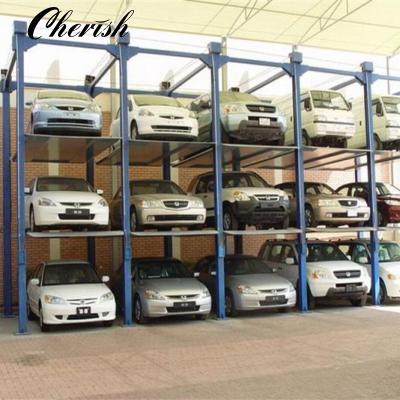 China Triple Hydraulic Release Cars Stacker Four Post Electric Car Parking Lift 2000kgs/5500lbs for sale