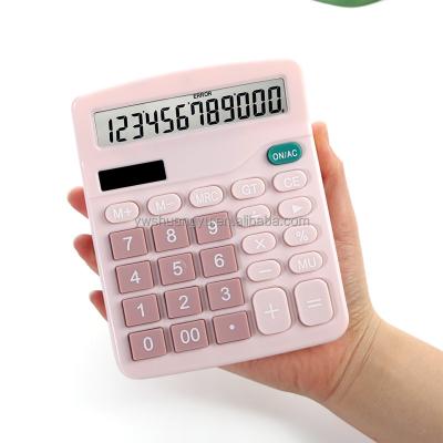 China Large screen general-purpose dual power solar calculator 12 bit color calculator logo customization for sale