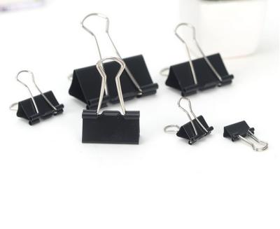 China 2019 60pcs Paper Clip Metal Binder Clips Black Handle Clips Paper Document Clips for sale