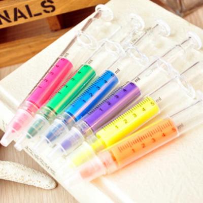 China 2020 Creative Highlighter Pen Syringe Shape Advertising Colorful Marker Pen Stationery For Diary Decoration for sale