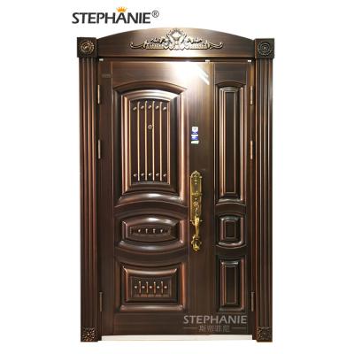 China Modern Luxury Modern Villa Double Leaf Front Entrance Security Steel Door Design For Apartment Price for sale