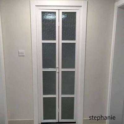 China Manufacturer Supply Aluminum Folding Bathroom Frosted Sand Glass Sliding Intimidating Folding Doors for sale