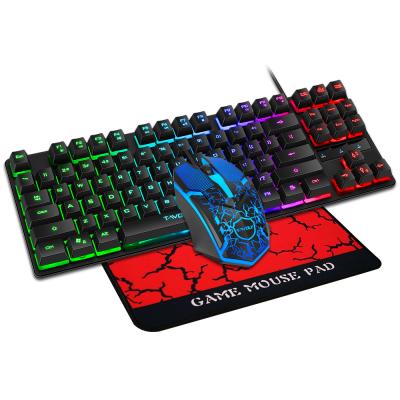 China TF260 Waterproof Mechanical Gaming Feeling Keyboard and Mouse Gaming Keyboard RGB Rainbow Backlit Gaming Keyboard Mouse Combo for sale