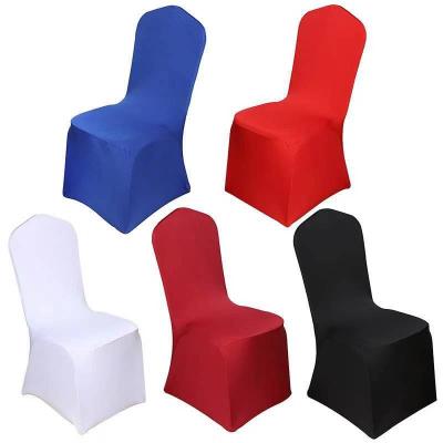 China Durable Wholesale Cheap Strong Stretch Standard Size Spandex Hotel Party Banquet Wedding Chair Cover White for sale