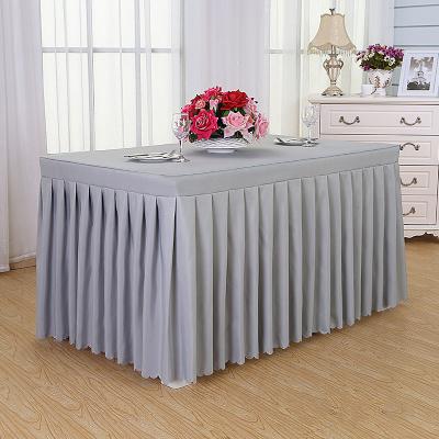 China Factory direct sale disposable polyester tablecloth table skirt for wedding for sale