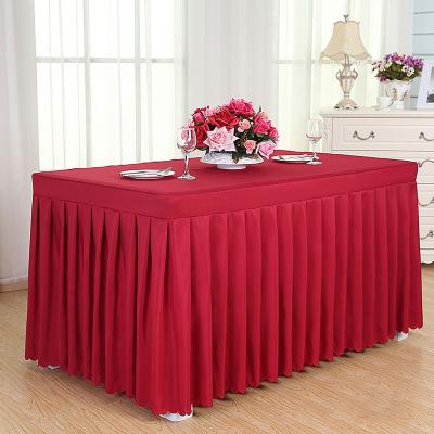 China Cheap Disposable Fancy Red Wedding Table Cover Tablecloth Table Skirt for sale