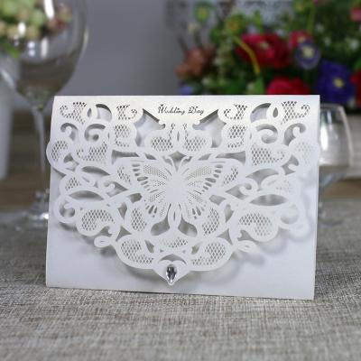 China China Shiny Elegant Ivory Pearl Paper Invitations Cards Wedding Cards for sale