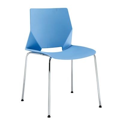 China Fashion Wholesale Plating Blue Four Leg Frame Leisure Plastic Stacking Chairs For Living Room for sale