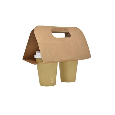 China Custom Disposable Kraft Paper Coffee Cup Holder Customized Paper Cup Holder for sale