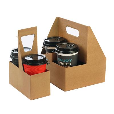 China Custom Disposable Cardboard Cup Holders, Coffee Paper Cup Holder With Handle, Paper Cup Holder for sale