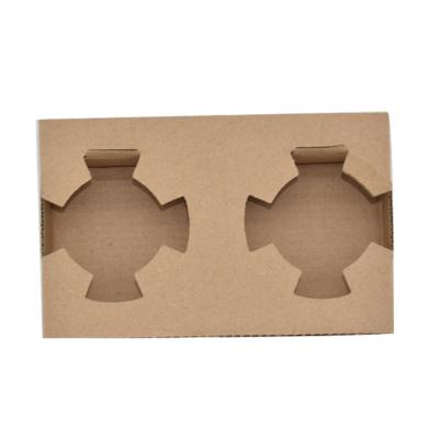 China Recyclable Take Out Kraft Paper Cup Holder Clip Disposable Coffee Drink Tray Base for sale