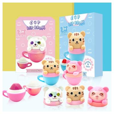 China Moisture Wholesale New Fruit Flavor Cup Shape Private Label Kids Cute Cupcake Lip Balm for sale