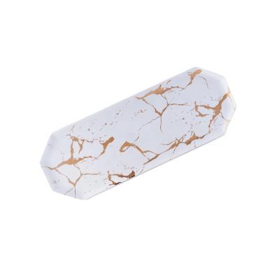 China Modern Simple Ceramic Household Irregular Marble Western Steak Sushi Fruit Dessert Pastry Tray Irregular Viable Dish for sale