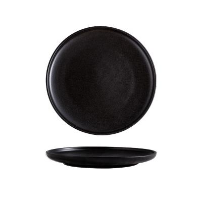 China Viable Phnom Penh Matte Japanese Style Black Ceramic Western Food Dish Commercial ServingTray Plates Kitchen Tableware Home Decor for sale