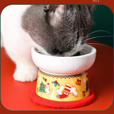 China Viable Ceramic Cat Bowl Small Dog Pet Supply Bowls For Water Cat Bowl Food Cat Bone China Cervical Protect for sale