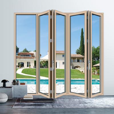 China Modern Exterior Bi Folding Doors Magnetic Hurricane for sale