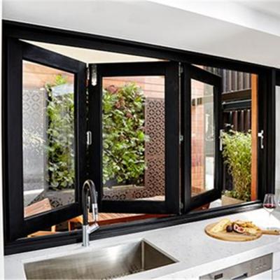 China Customized Folding Design Aluminum Glass Bifold Window For Kitchen for sale