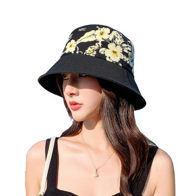 China Picture 2021 Summer Fashion Women's Large Outdoor Custom Bucket Hats And Caps Logo Flowers Printed Bride Sunvisor Picture Beach Hats for sale